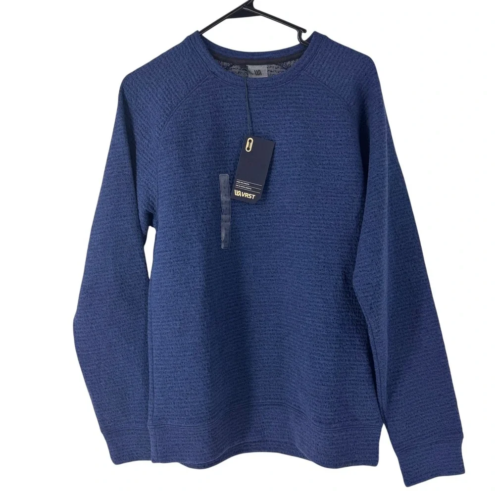 VRST Mens Recharge Lunar Crew Neck Sweatshirt Dark Navy MAX233106 Textured Small